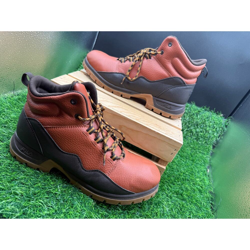 Fila-Hightop Sneakers - Brown/Copper Leather-Size 9M